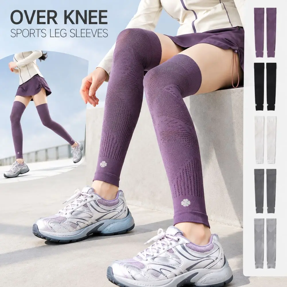 Breathable Mesh High Knee Leg Sleeve Elastic Stretch Sun Protection Calf Compression Sleeve Segmented Compression