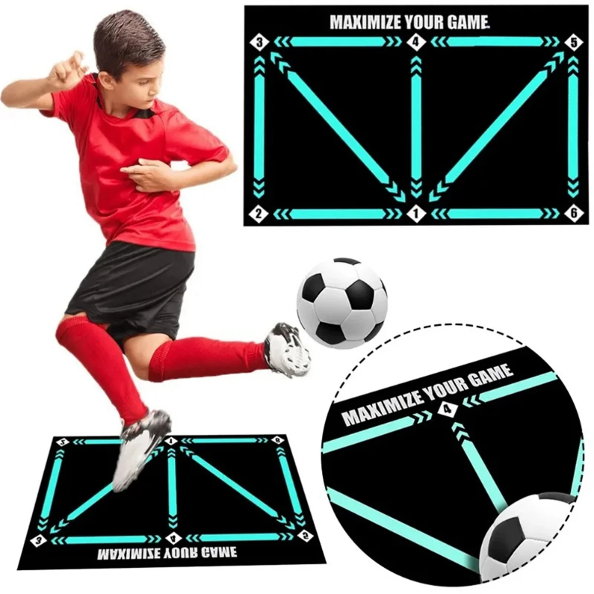 Football Footstep Training Mat,Soccer Training Mat,Anti-Skid Shock Absorption Training Mat