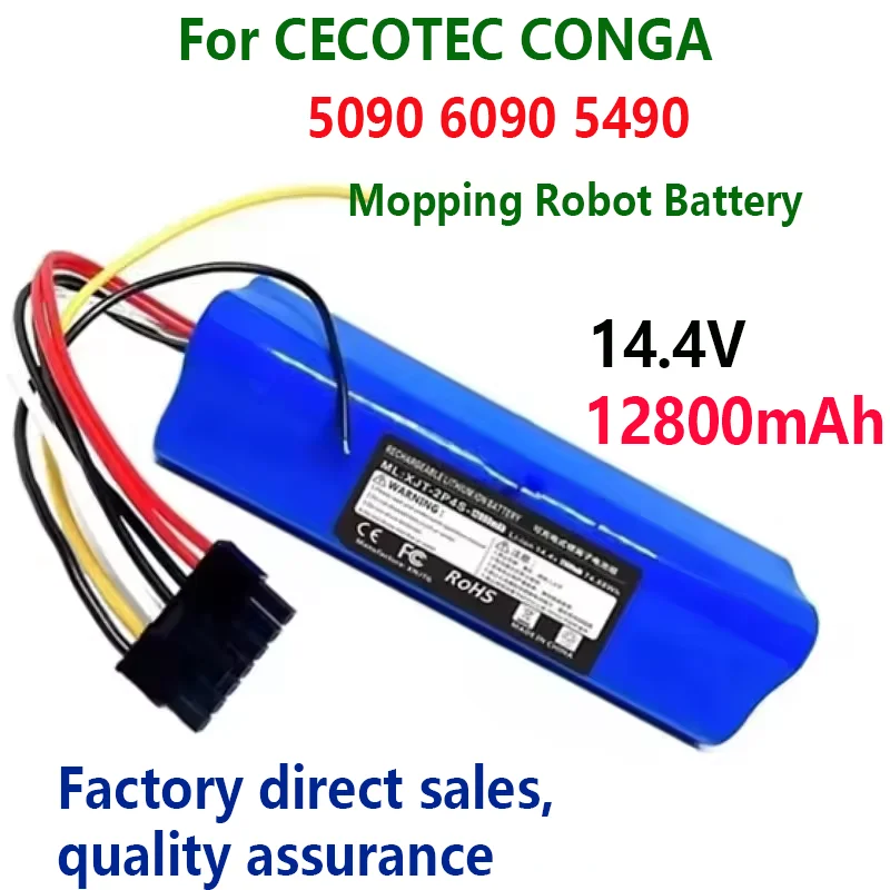 NEW 12800mAh 100% For CECOTEC CONGA 5090 6090 5490 Mopping Robot Battery Pack Netease Intelligent Manufacturing NIT Model  14.8V