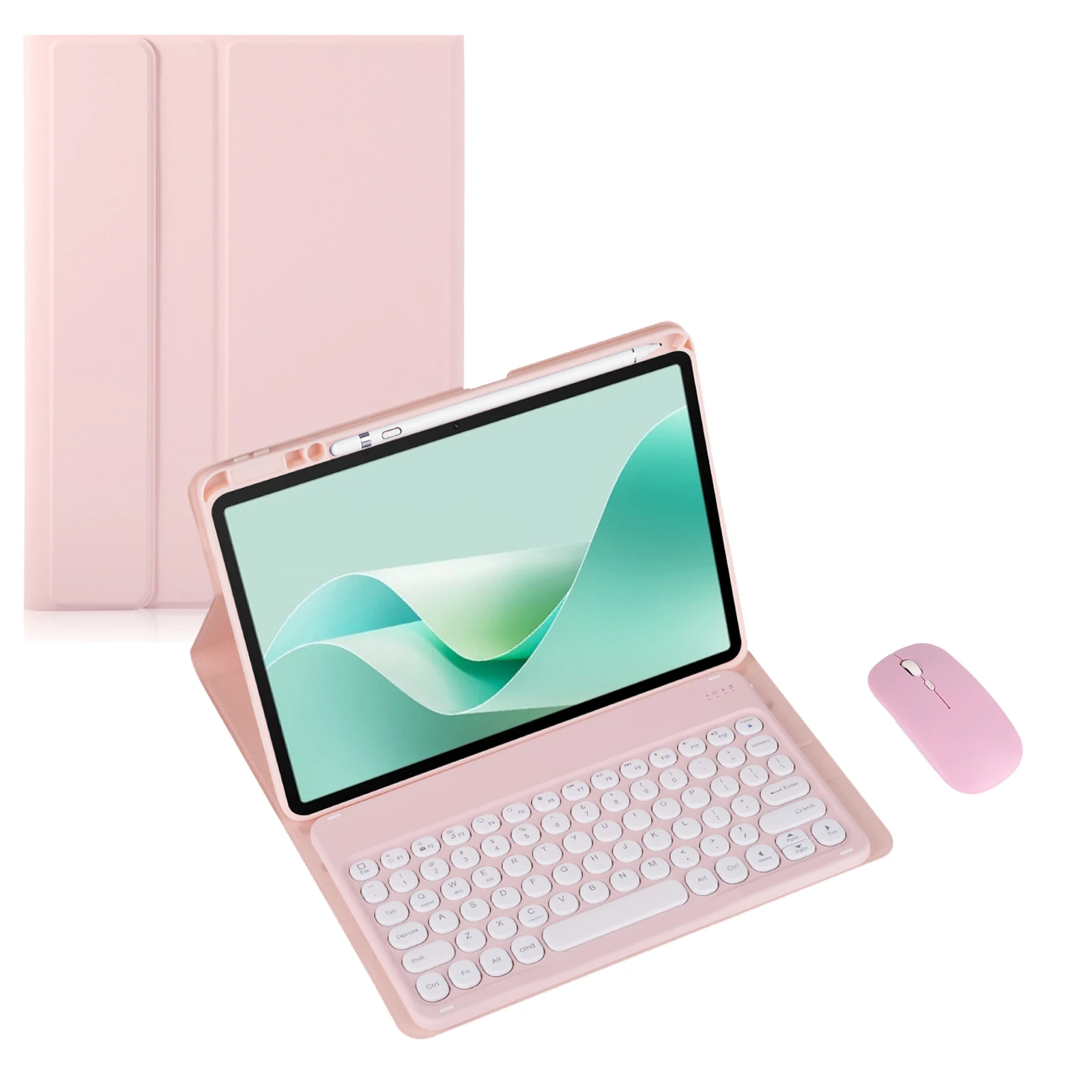 Rounded Keyboard Case & Mouse for Xiaomi Pad 6/6 Pro 11inch Tablet Detachable Wireless Circular Keyboard Cover with Pen Holder