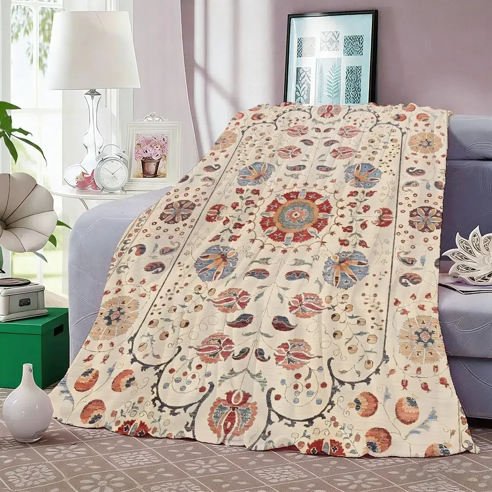 Persian Rug Pattern Throw Lightweight 240g Flannel Blanket Soft Skin-friendly for Summer Cooling view 6