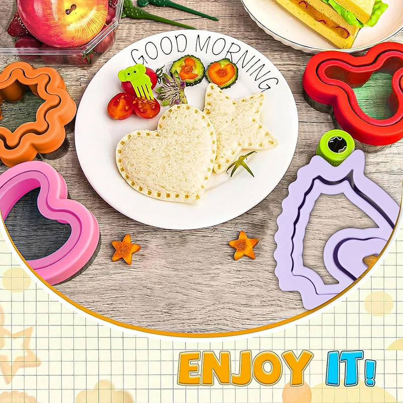 Sandwich Cutter Und Sealer Set Für Kinder Kinder Lebensmittel Kekse Brot Toast Maker Form Obst Gemüse Schneider Formen Backen Werkzeuge – Detail 4