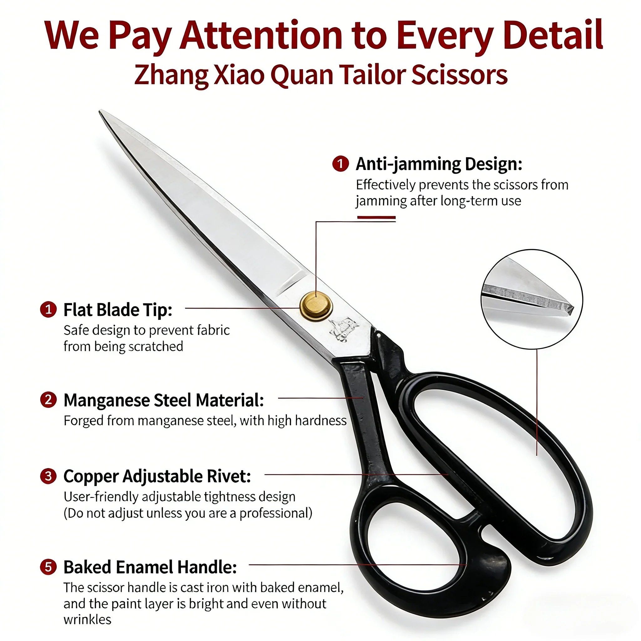 ZhangXiaoquan Manganese Steel Forged Tailor Scissors for durability