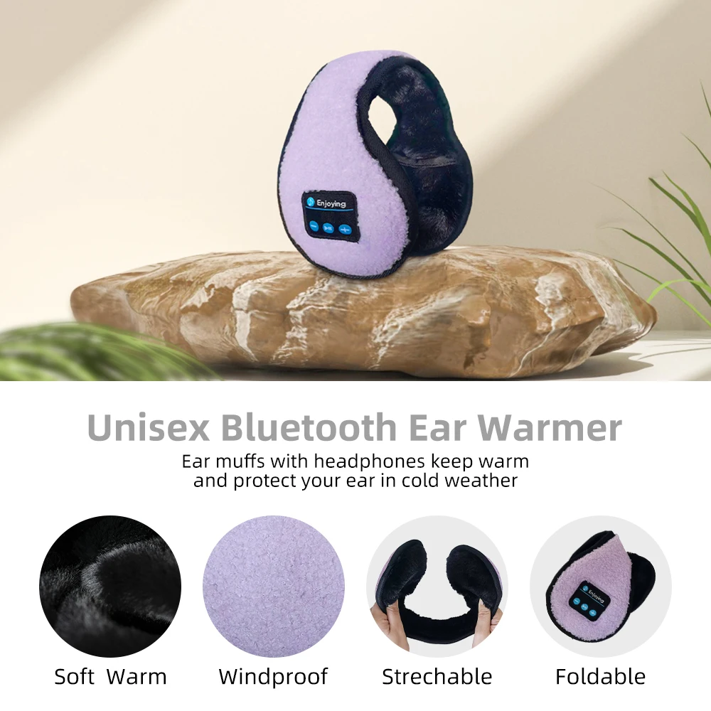 Wireless Adjustable Bluetooth Earmuffs Headphones Winter Ear Warmer with Microphones Women Men Warm Music Ear Muffs