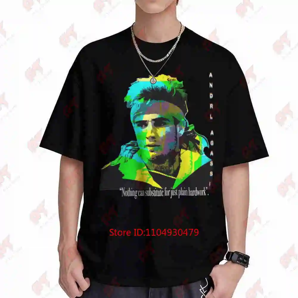 Andre Agassi Tennis Short Sleeve Tee 100% Cotton T-Shirt