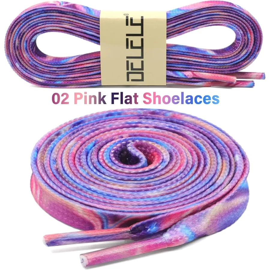 أربطة أحذية مسطحة متدرجة: أحذية رياضية مطبوعة ملونة 2 ص