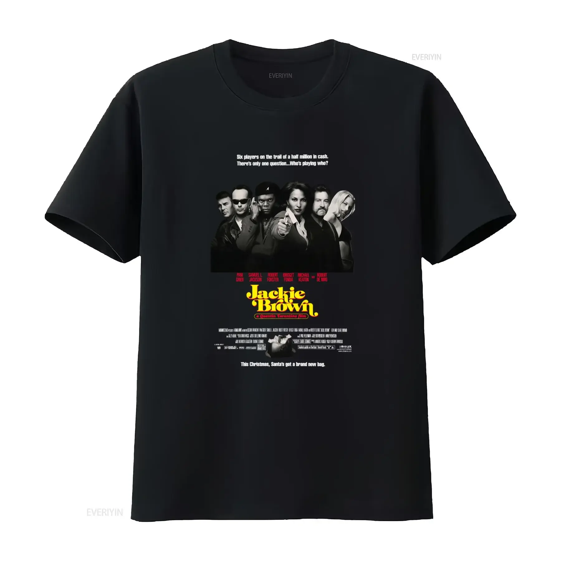 Jackie Brown Movie Poster Inspired Black T Shirt Perfect for Film Lovers Trendsetters vintage Washed Versatile Casual