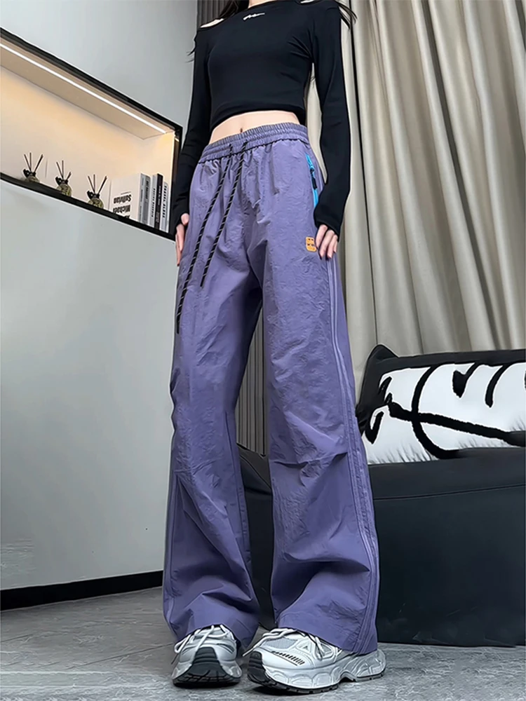 

Purple American Tee-Proof Paratrooper Pants Men's Summer Workwear Striped Ice Silk Straight Leg Outdoor Mountain Climbing P...