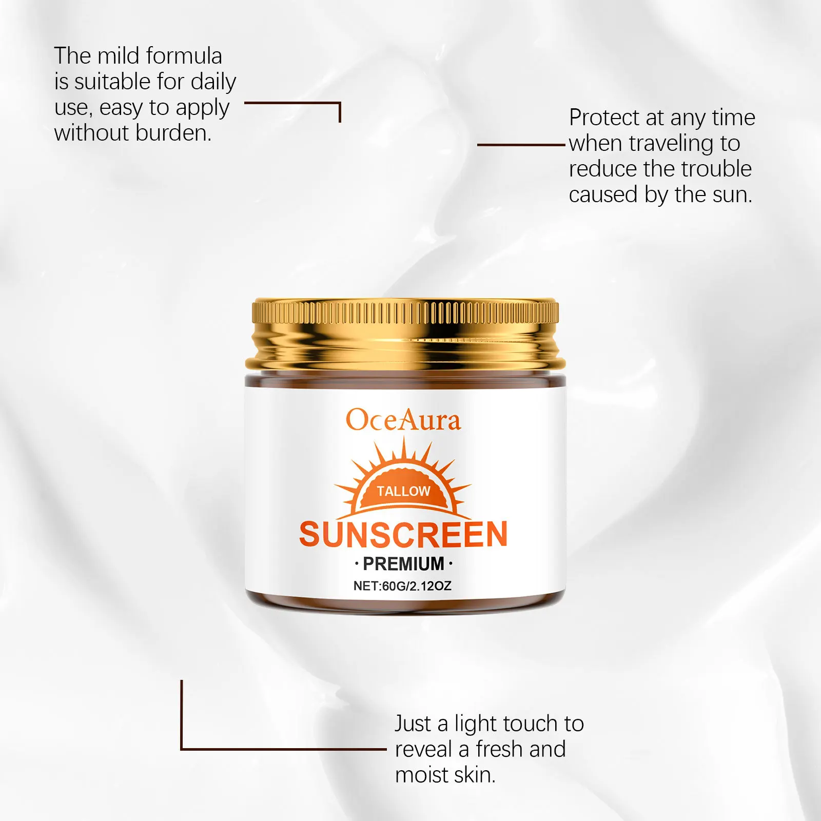

Tallow Facial Sunscreen Preventing UVA/UVB Sunburn Nourish Moisturize Facial Protect Anti Oxidant Sunblock Cool Sunscreen Cream