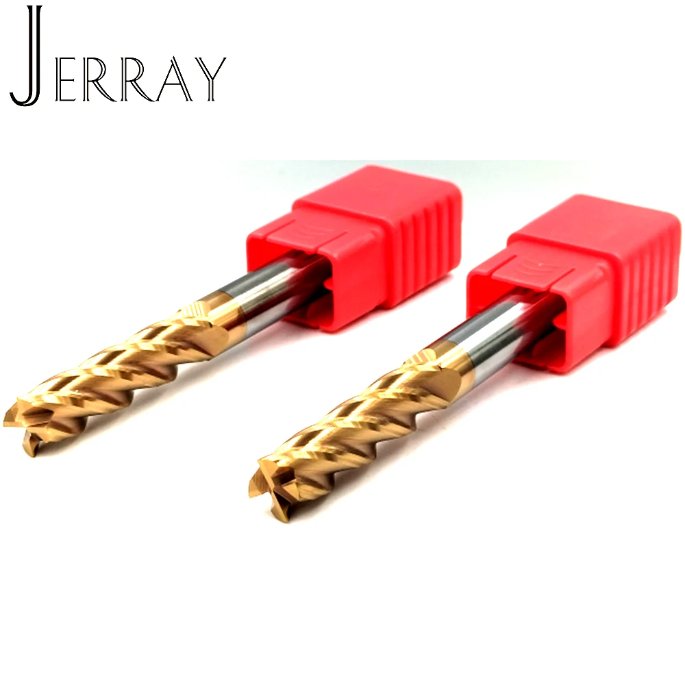 JERRAY HRC55 4 المزامير D1 2 34 5 6 8 10 12 مللي متر كربيد التنغستن مربع نهاية مسطحة المطاحن دوامة بت CNC راوتر بت