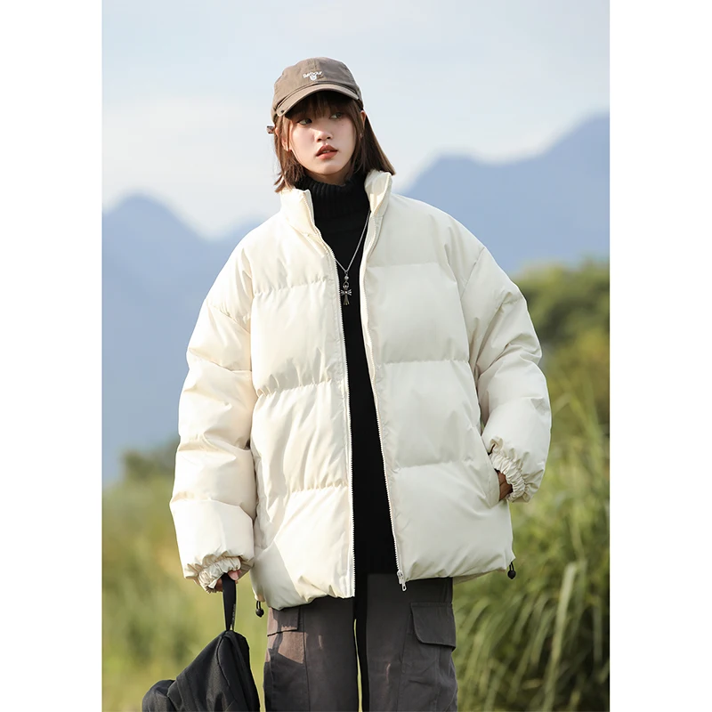 Parka à capuche rembourrée en coton pour hommes, veste de couple, vêtements d'extérieur décontractés, monochromatique, chaud, nouveau, automne, hiver