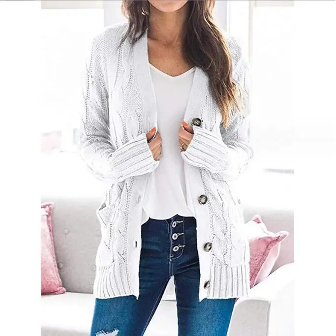 

Women's V-Ne Long Sve Knitted Cardigan Single Row Button Autumn Winter Outerwear Faionable Casual Sle 2024 New Arrival