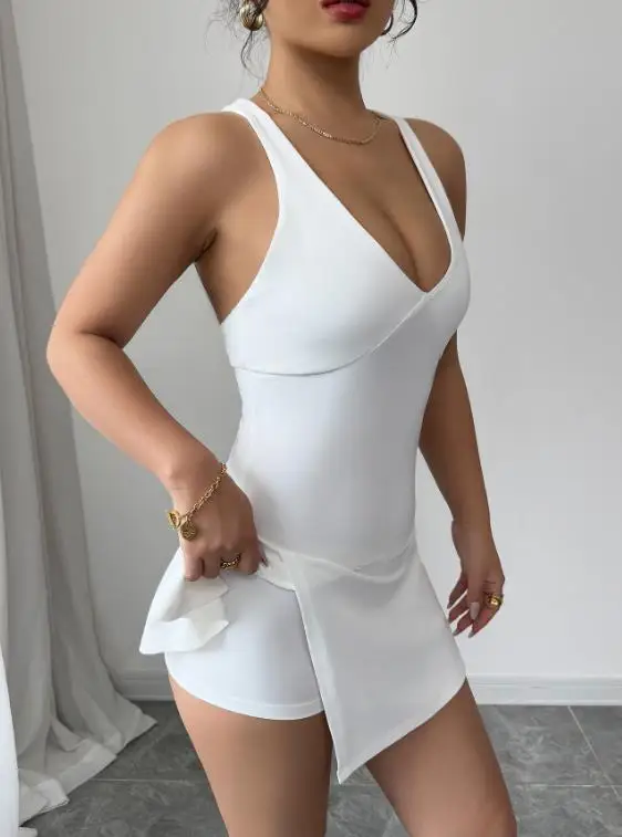 

2026 Spring/summer New Fashion Casual Elegant Sexy Yoga Style Hanging Neck Slim Fit Shorts Jumpsuit Women's Clothing