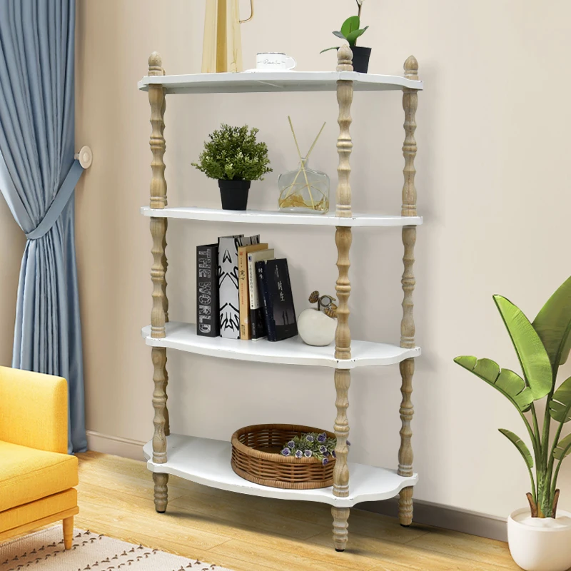 Country Garden Home Decoration White Freestanding Shelving Unit Furniture Corner Storage Display Rack Kitchen