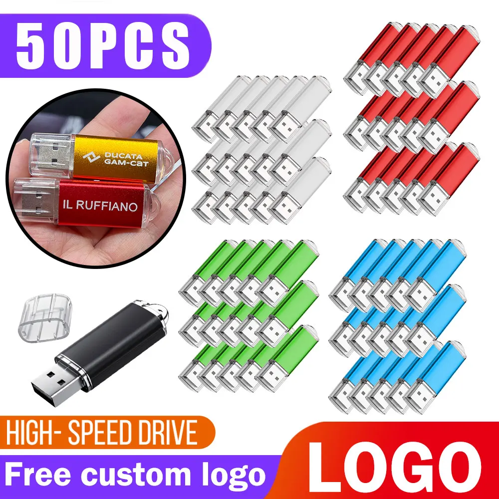 50 قطعة شعار مخصص USB 2.0 USb عالية السرعة Usb عصا 2. 0 ميموريما ستيك ذاكرة فلاش محرك بندريف 4 جيجا بايت 8 جيجا بايت 16 جيجا بايت 32 جيجا بايت 64 جيجا بايت يو اس بي