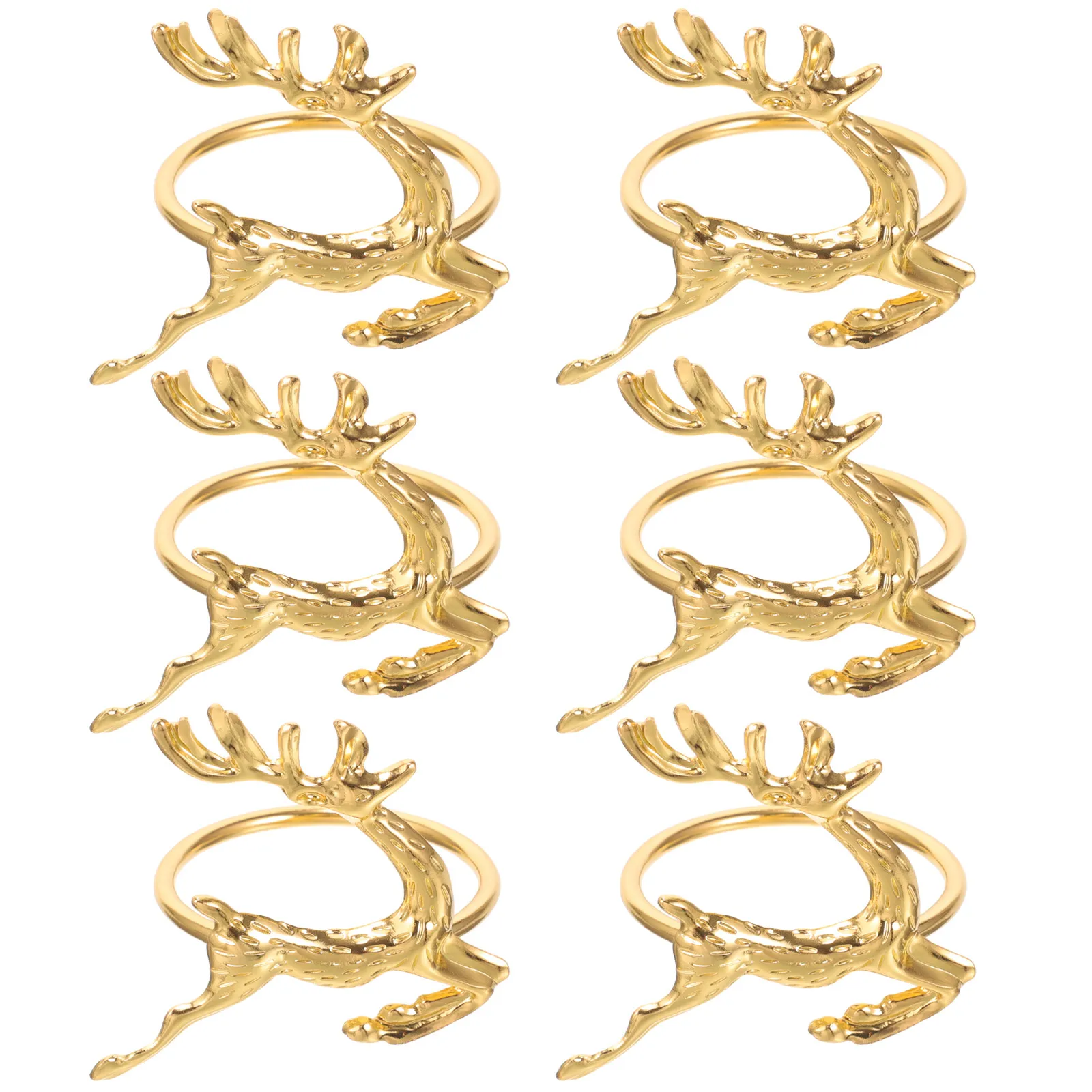 

6 Pcs Golden Deer Shaped Napkin Rings Elegant Table Decorations for Home Restaurant Lightweight Portable Storage Buckle