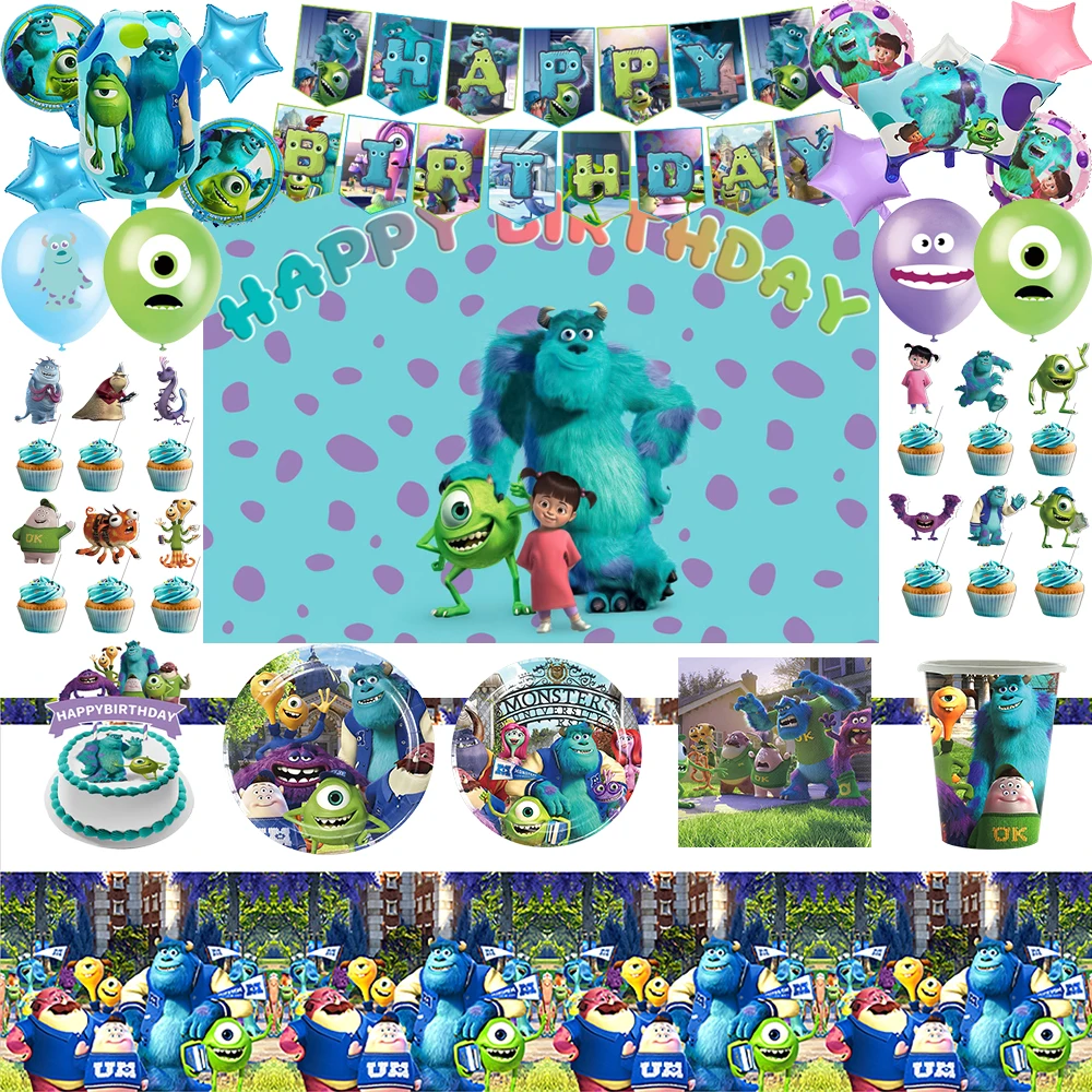 

Disney Monsters University Birthday Party Supplies Celebration Banner Decoration Disposable Tableware Baby Shower Boy Girl Gifts