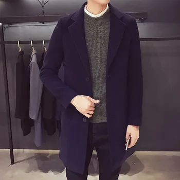 2024 Fashion Men Wool & Blends Mens Casual Business Trench Coat Mens Leisure Overcoat Male Punk Style Blends Dust Coats Jackets 6