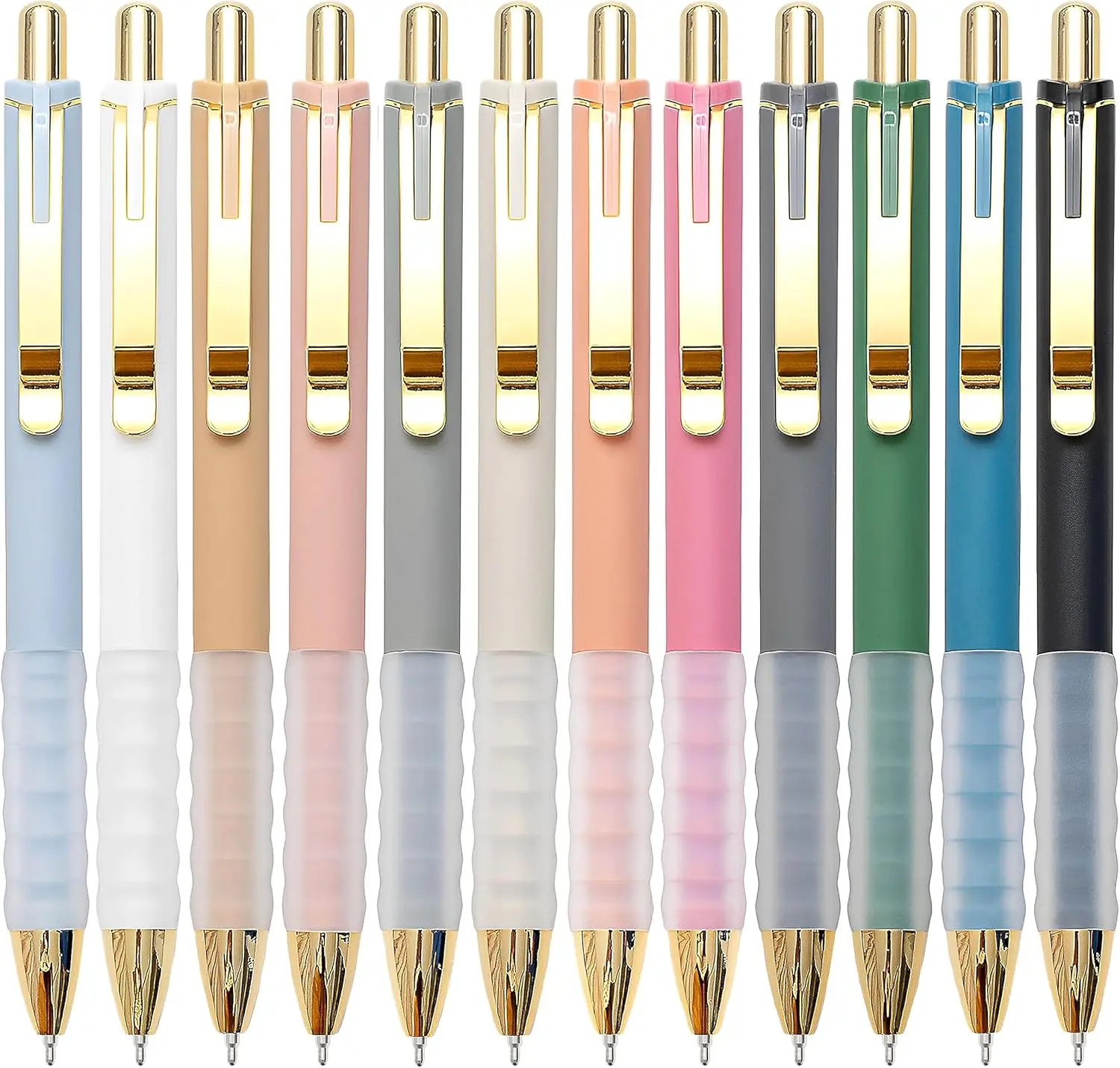

Black Medium Point 1mm Ballpoint Pens with Soft Grip, Retractable for Men and Women (Gold, 12-Pack)