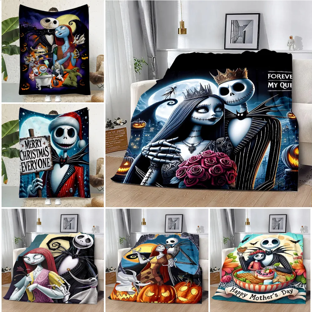 Cartoon Disney Jack Skellington Printed Blanket Picnic Blankets Warm Blanket Soft Comfortable Blanket Home Travel Birthday Gift