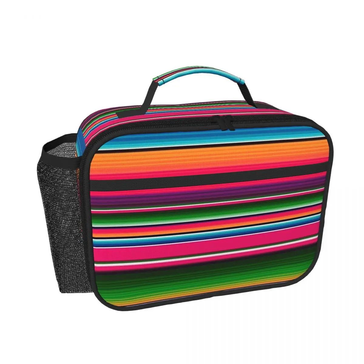 Mexican Blanket Striped Fiesta Serape Insulated Lunch Bag for Women Children Portable Food Boxes Thermal Lunch Box Tote