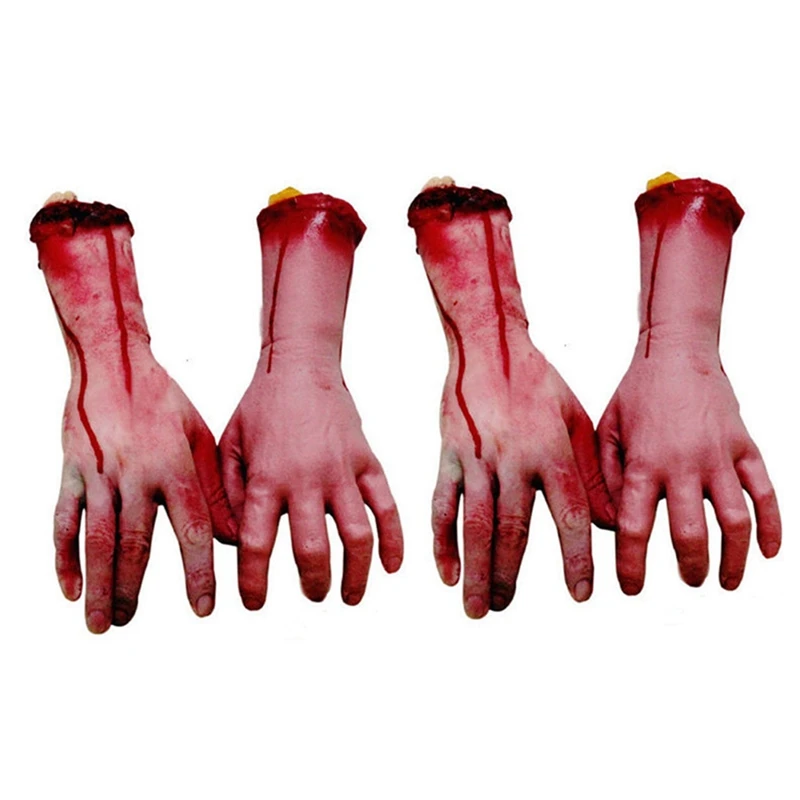 2X Bloody Horror Scary Halloween Prop Fake Severed Life Size Arm Hand House 19 X 10.5cm