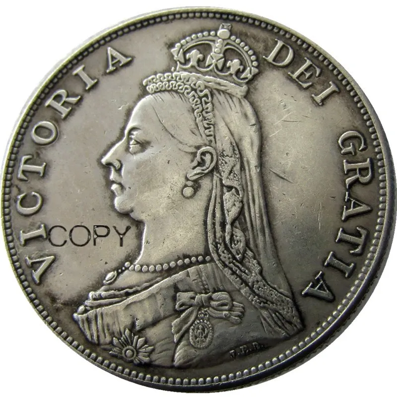 UF(04)GREAT BRITAIN, Victoria Double Florin 1890 Silver Plated Copy Coin