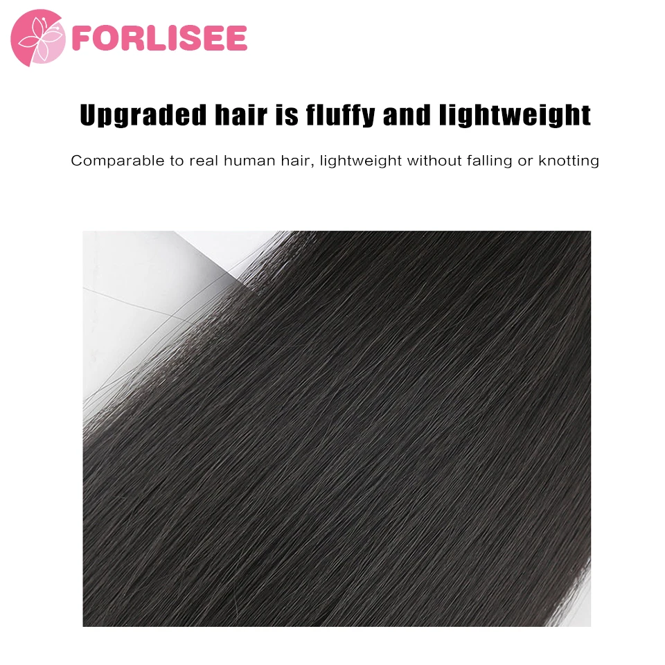 FORLISEE-Peruca Sintética Feminina, Remendo Fofo para Extensão de Cabelo com Clavícula, Aumentar Volume, Invisível e Sem Traços, 1 pc