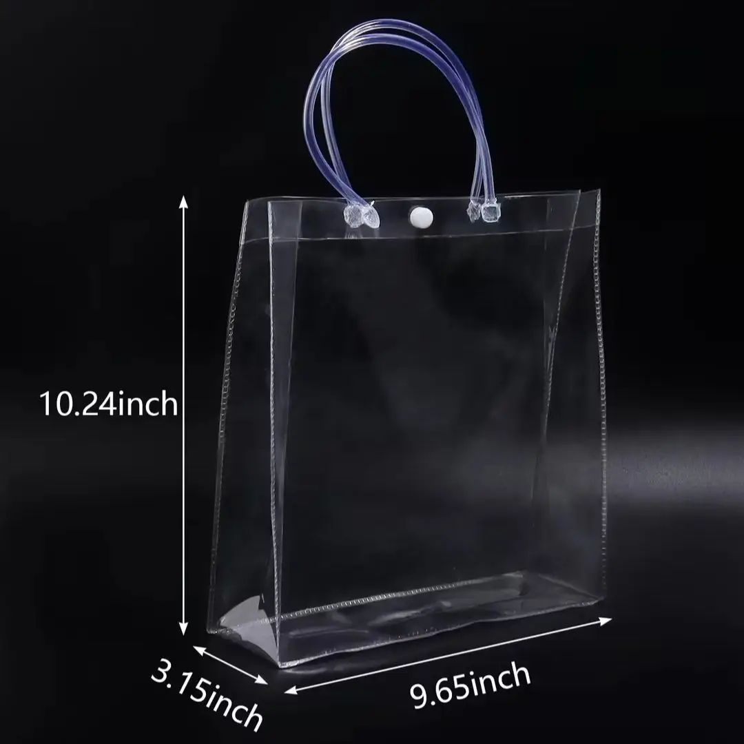 Clear PVC Stotage Shopping Bags with Handle Portable Tote Bags for Wedding Festival Party Gifts Packaging Home Storage Tote Bag