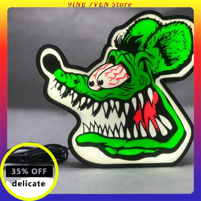 

New Creative Rat Fink Personality Desktop Wall-Mounted Atmosphere Lamp Classic Cartoon Trend Atmosphere Lamp Home Bar