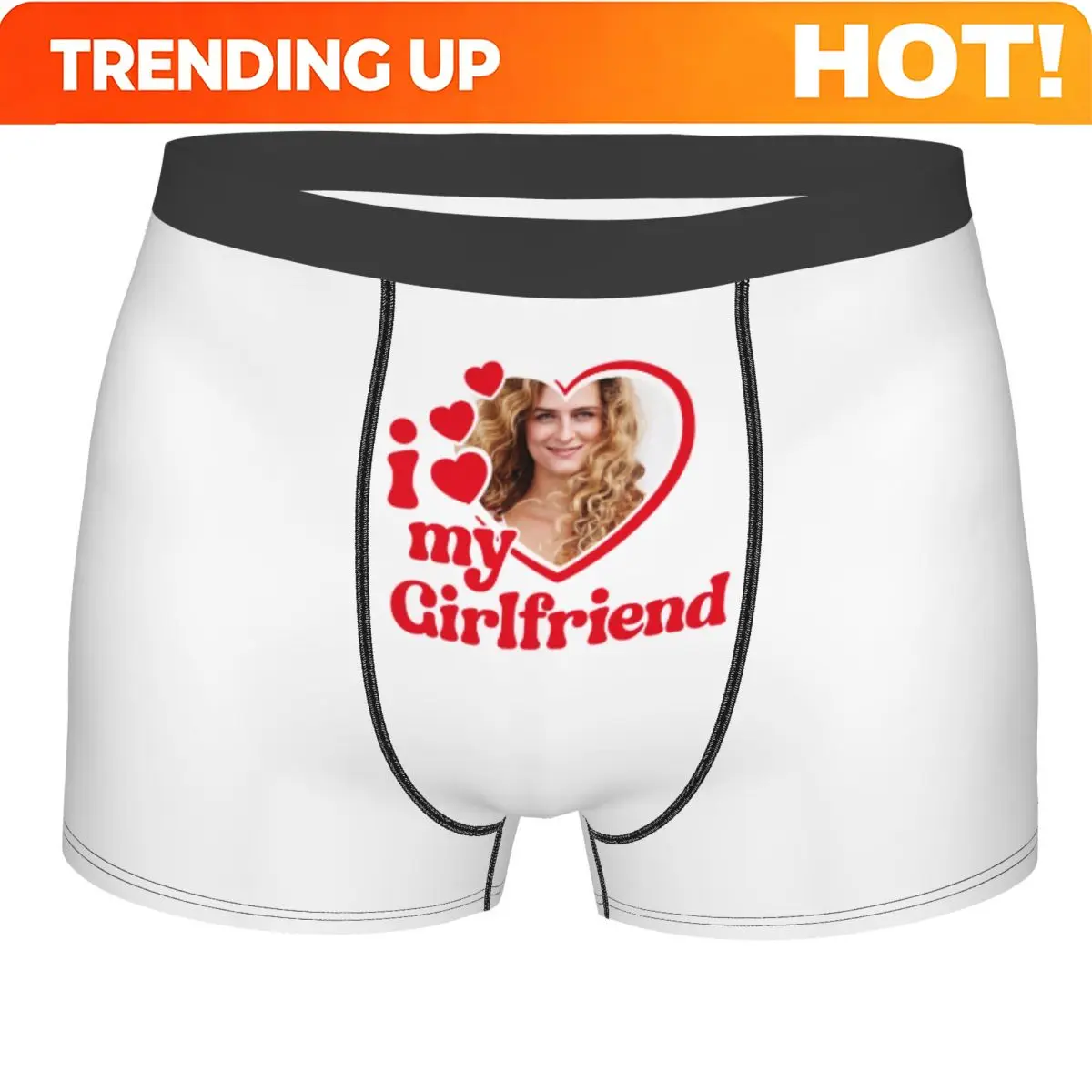 Calzoncillos Largos Personalizados para Hombre con la Frase "I Love My Girlfriend", Regalo de San Valentín, Bóxers, Pantalones Cortos, Ropa Interior Masculina