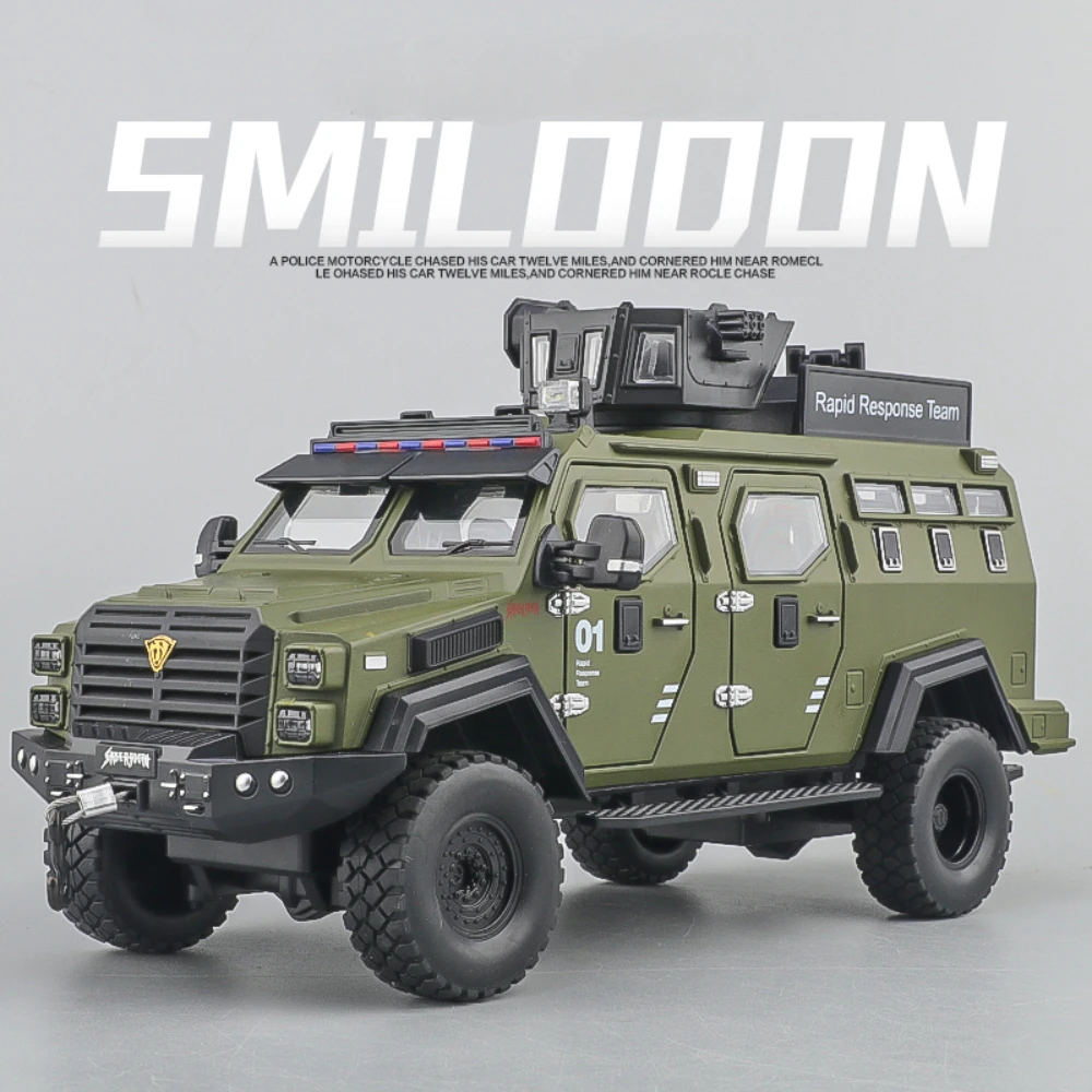 스케일 1:24 Sabertooth 자동차 모델 장난감 문 열림 금속 다이캐스트 충격 흡수 장갑차 데스크탑 장식품