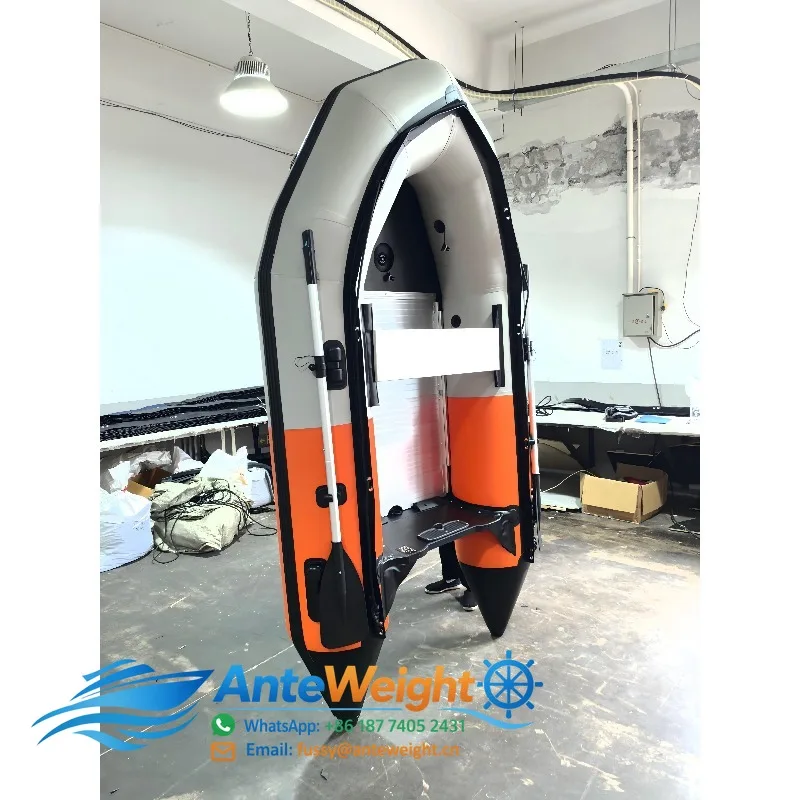 2.3m 0.9mm PVC Inflatable Boat 2-Person Fishing Dinghy with Aluminum Floor for Lake River Leisure