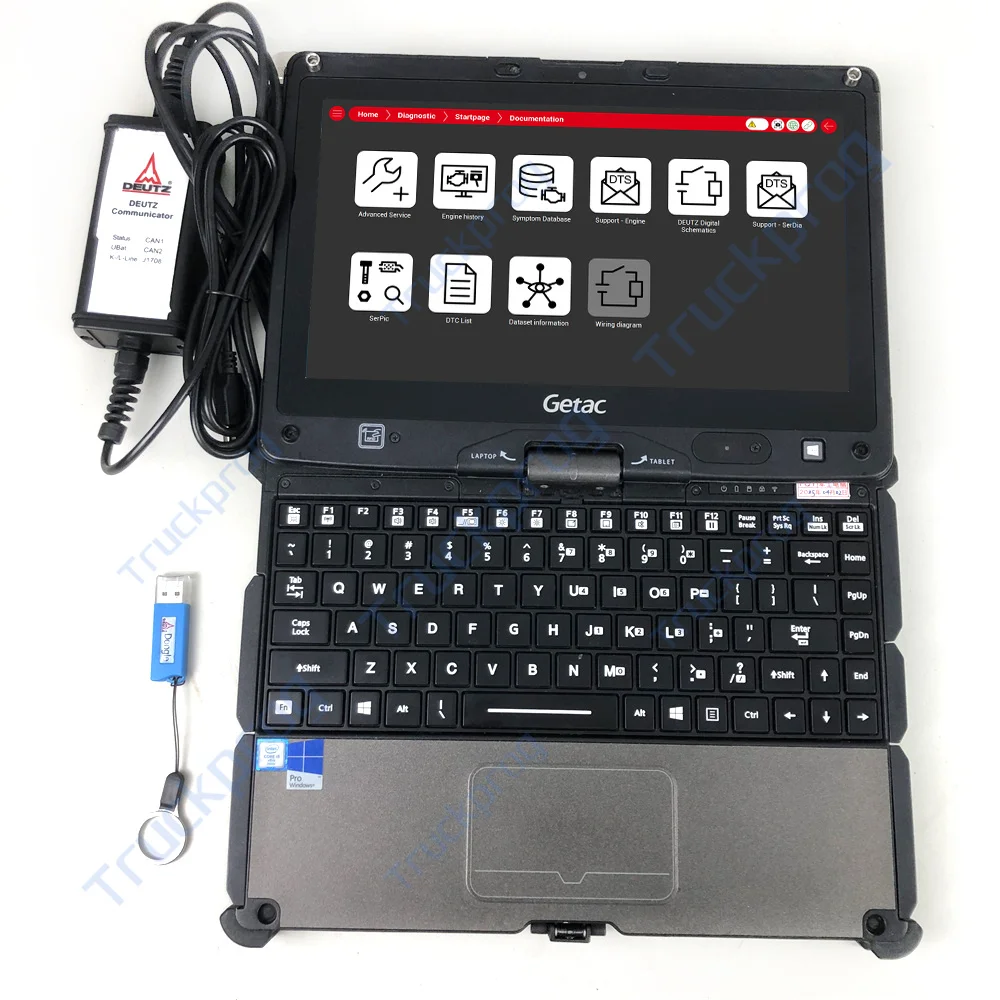

Getac V110 Laptop Diagnostic Scan Tool for Deutz Compatible Equipment, with Decom SerDia Software 4.0 USB Dongle