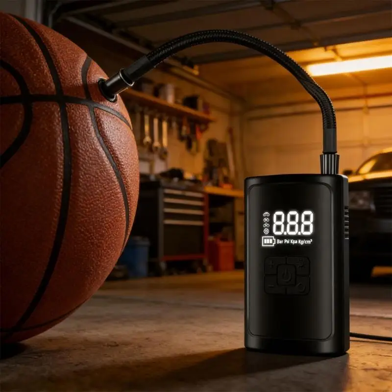 Transportable Radio Inflator Highlighting Intelligent Pressure Monitoring and Fast Inflation for Car Cycle Sphere D7YA
