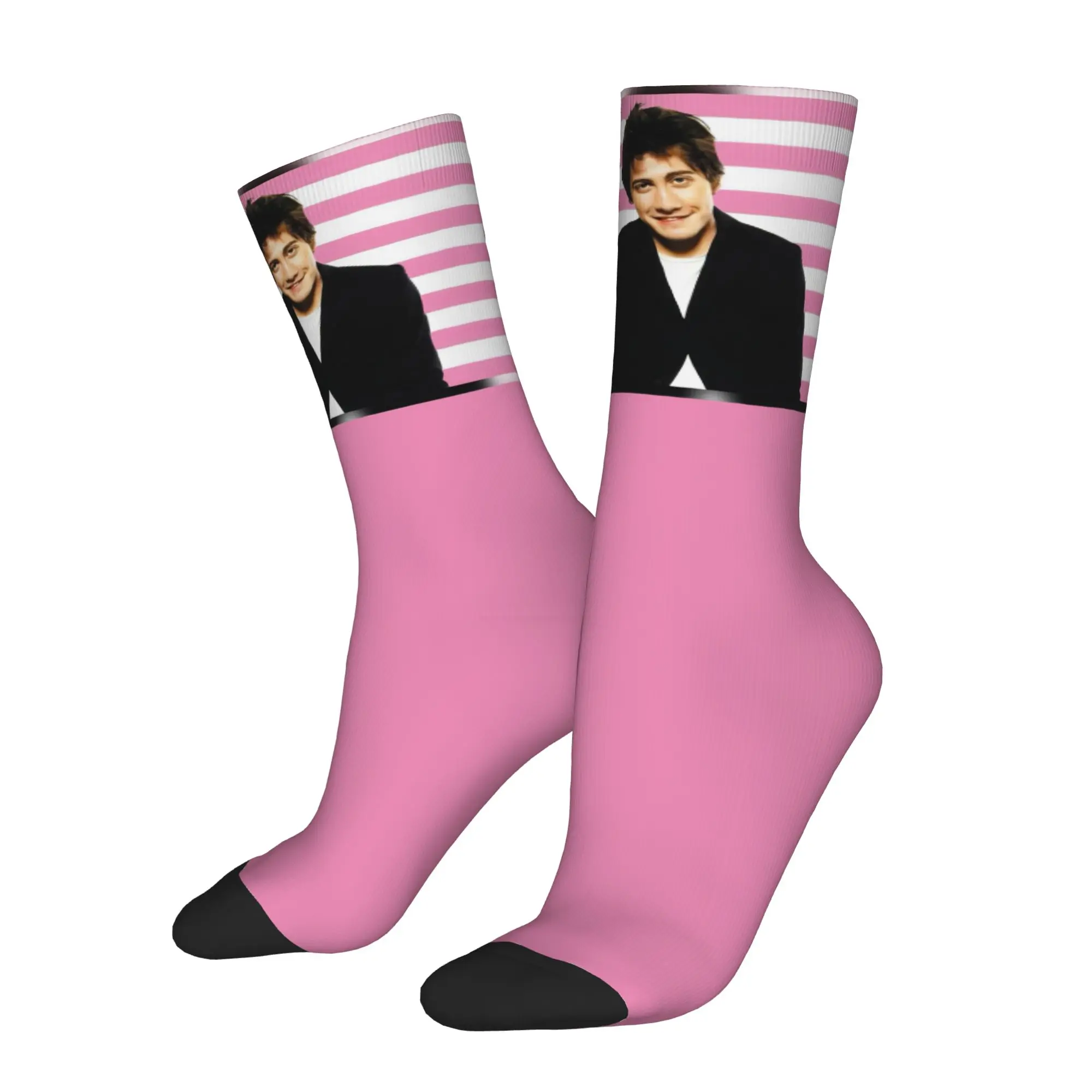 Jake Gyllenhaal Actor Socks Men's Women's Funny Happy USA Flag Socks Novelty Spring Summer Autumn Winter Middle Tube Socks Gifts