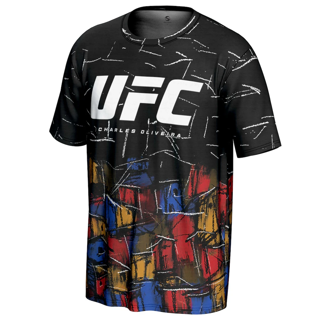 UFC أعلى الملاكم تشارلز أوليفيرا قميص الرجال النساء فضفاضة تنفس مريحة سترة رياضية علوية القتال المصارعة Jujutsu قصيرة الأكمام المحملة