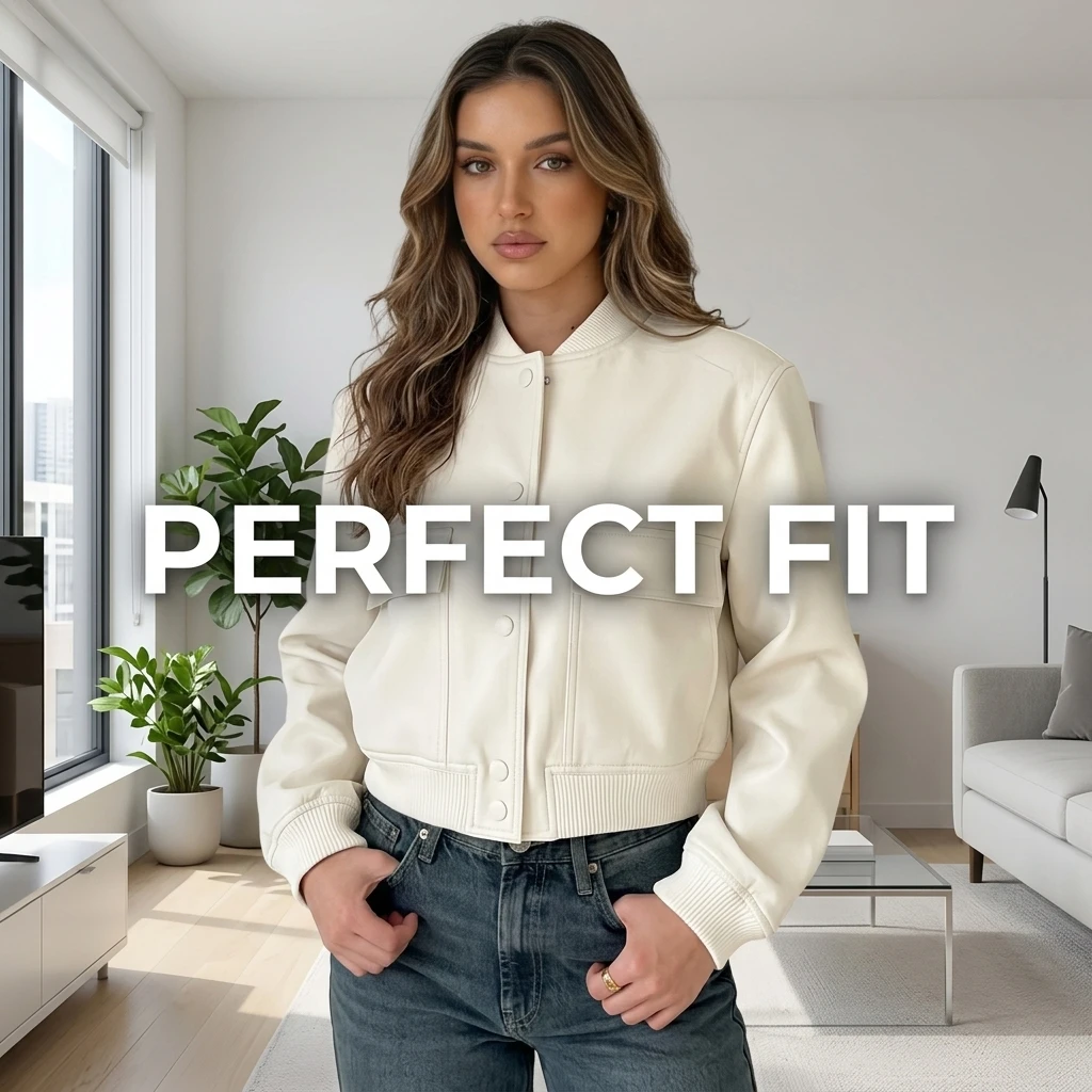 Bomber Jacket Women's Round Neck Single-Breasted Solid Color Long Sleeve Casual Cropped Coat