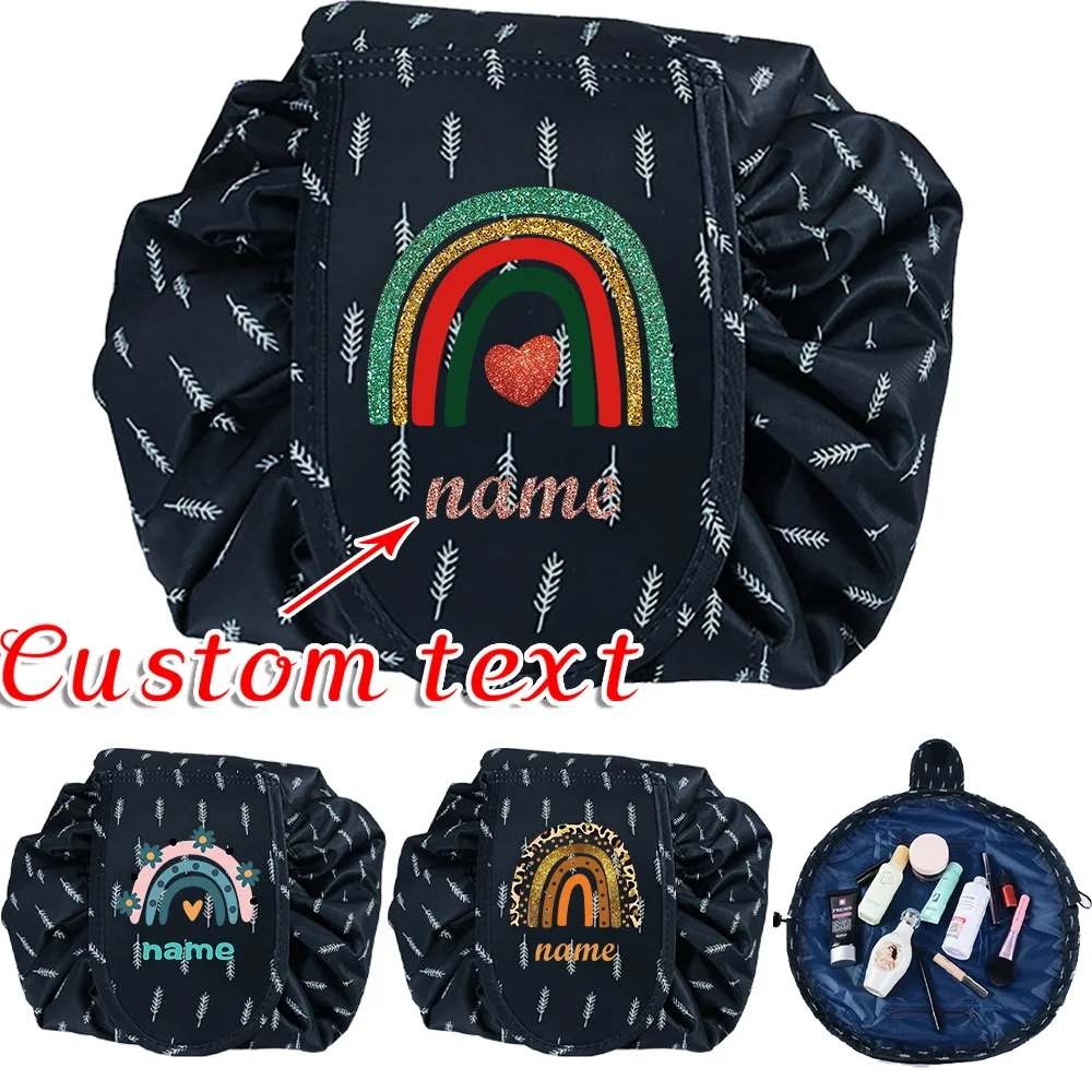 

Персонализированное индивидуальное имя, новинка 2025, модная ленивая косметичка, простая женская сумка на шнурке, прочная косметичка для хранения