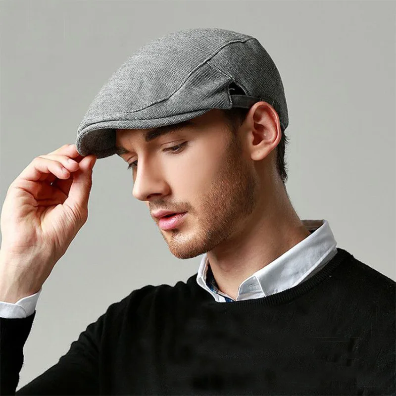 Classic  Caps Men Women Vintage Berets Hat Plaid Stripe Beret Winter Cotton Flat Cap British Painter Hats Herringbone Hat