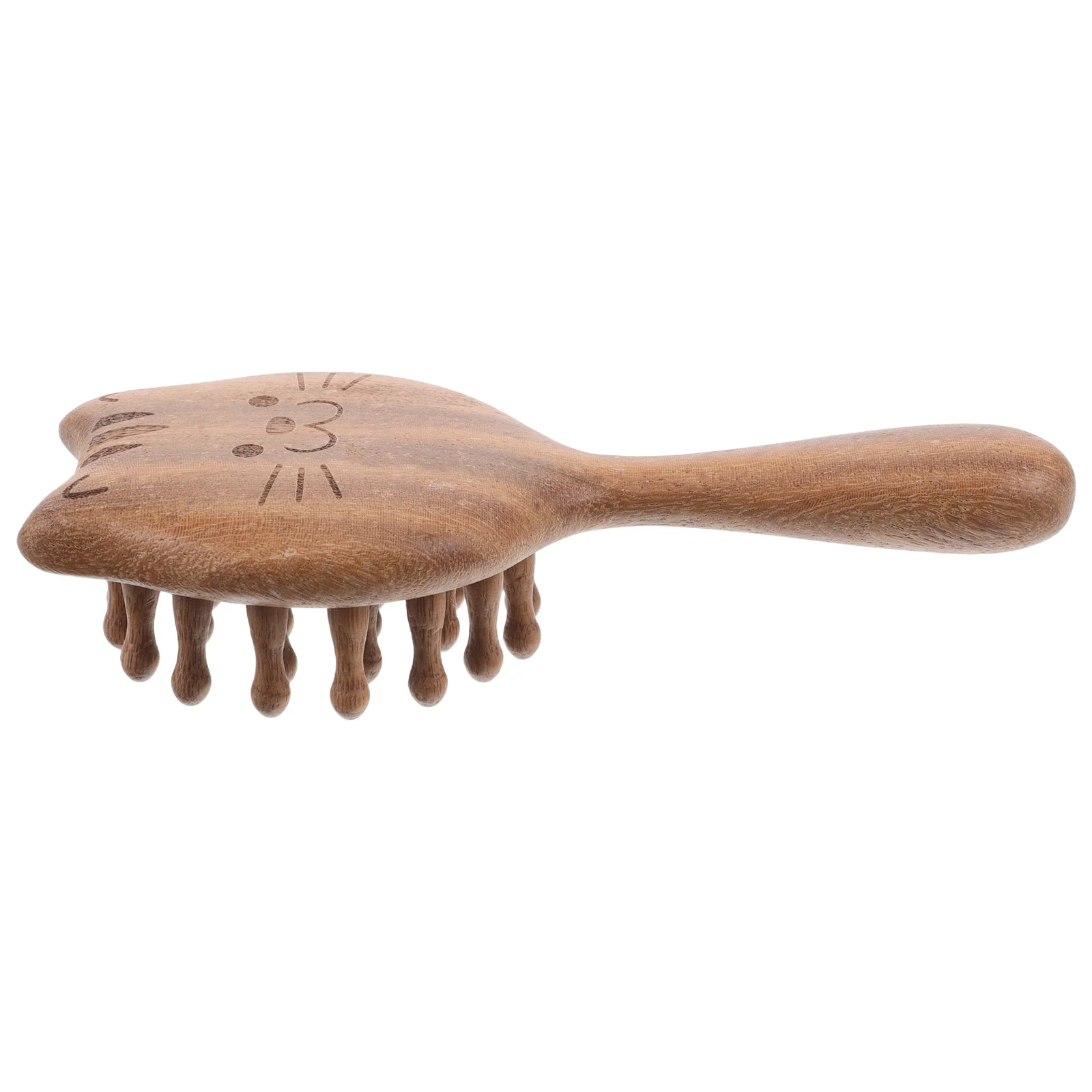 Adorable Cat Shaped Wooden Scalp Massager Comb Wide Tooth for Gentle Detangling and Soothing Massage Ideal for Home Travel and