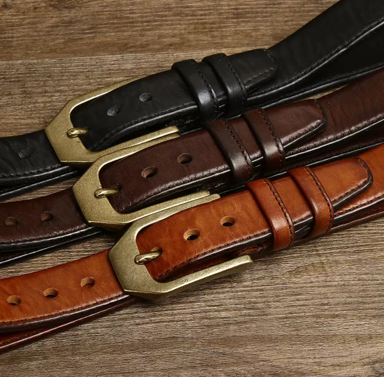 

3.8CM wide luxurious thick double-sided first-layer cow leather belt, high-end feeling, men's genuine leather simple and versati