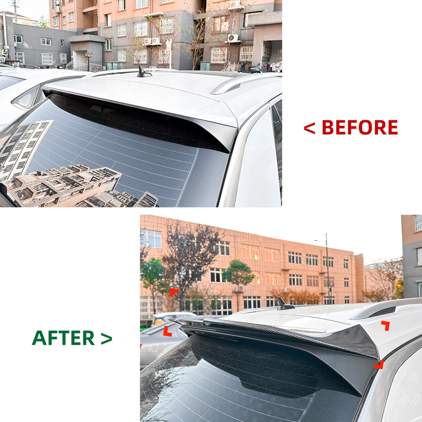 Rear Roof Spoiler Wing For Volkswagen VW T Roc T-Roc 2017-2024 Gloss Black/Carbon Fiber Look Car Tail Trunk Upper Splitter Lip