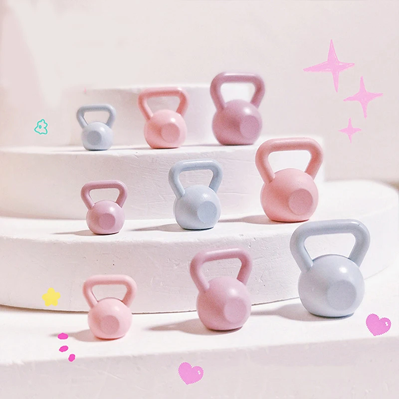 1Pcs Dollhouse Miniature Barbell Dumbbells Miniature Toy Model Fitness Mini Dumbbells Weights Lifting Equipment Accessories