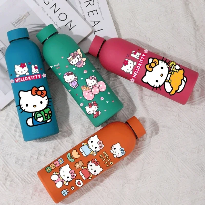 Sanrio 500 ML Thermos Mug Hello Kitty Cartoon 304 Stainless Steel Portable Water Cup Travel Water Bottle Kawaii Cups Kids Gifts