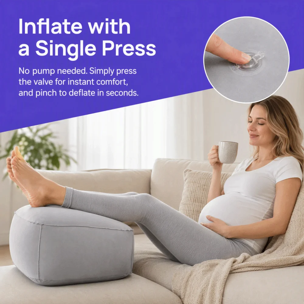 Press-to-Inflate Inflatable Booster Seat Fabric Foldable Portable Foot Rest Muscle Relief Waterproof Air Seat Cushion Home Use
