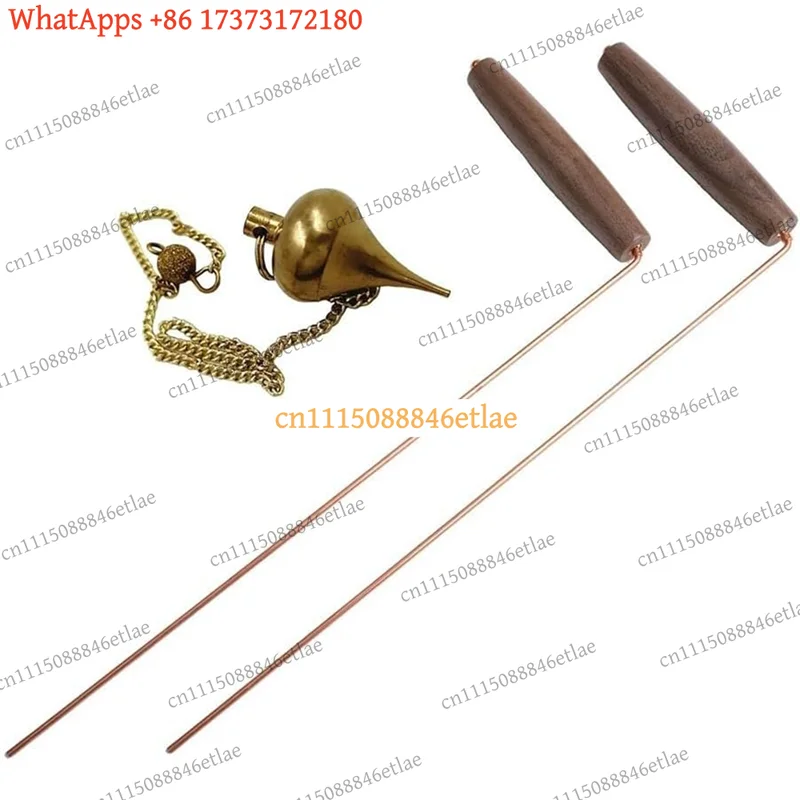 Copper Dowsing Rod Kit with Walnut Handles - Traditional Geological Survey Tool for Field Exploration (Rod Dia. 8mm, L=50cm)