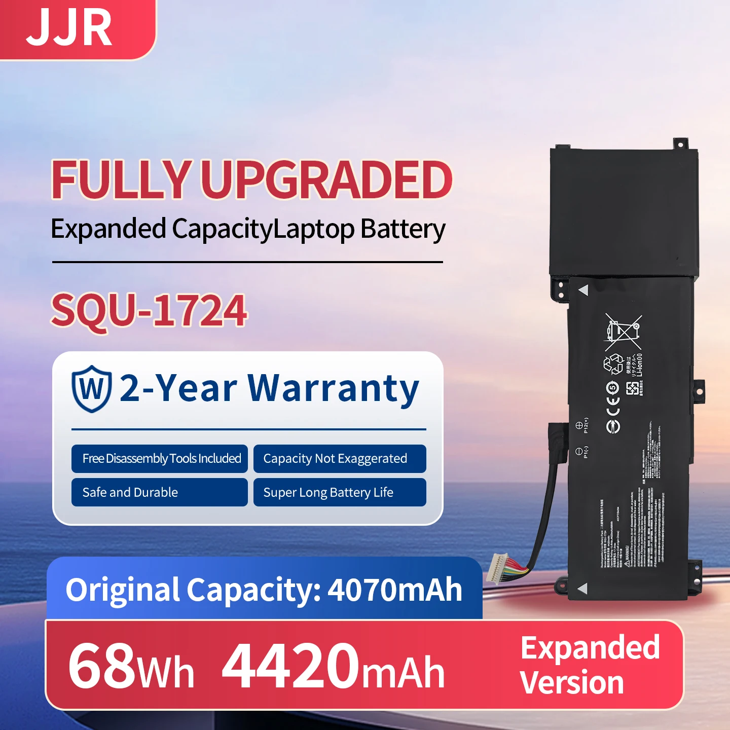 SQU-1724 4420mAh/68Wh 15.4V Higher Capacity Replacement Laptop Battery for Thunderobot 911 Pro Aorus 15 15-XA/WA/SA/W9/X9