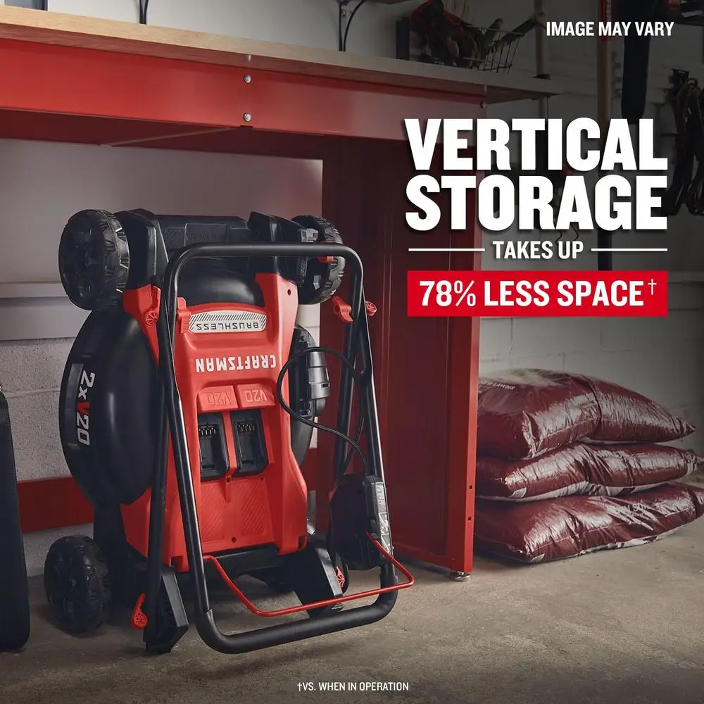 Electric Lawn Mower Lightweight Push Mower Battery Included Vertical Space Saving Cut Options CMCMW220P2)