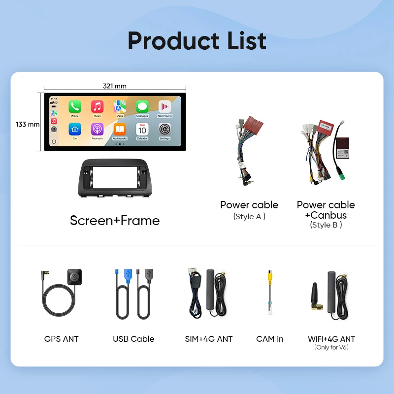 Ainavi 12.3 inch Car Radio For Mazda 6 GJ Series Atenza 2013 2014 2015 Wireless Carplay Android Auto 4G Car Multimedia Player